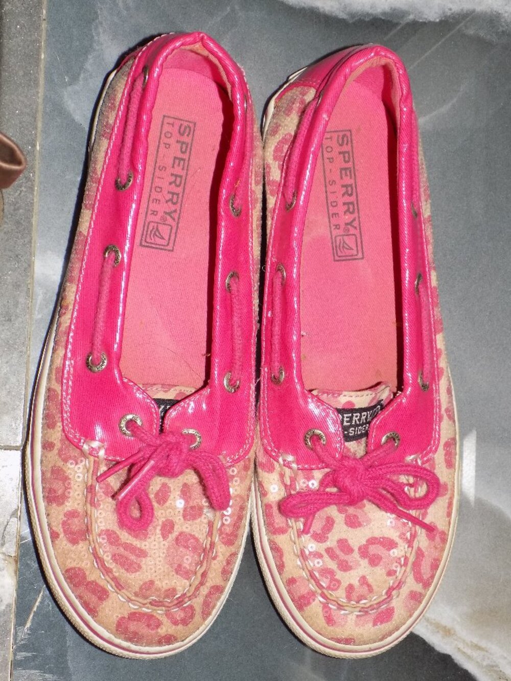 Sperry Top-Sider Biscayne 1 Eye Pink Cheetah Shoes Size 4 M Girl's